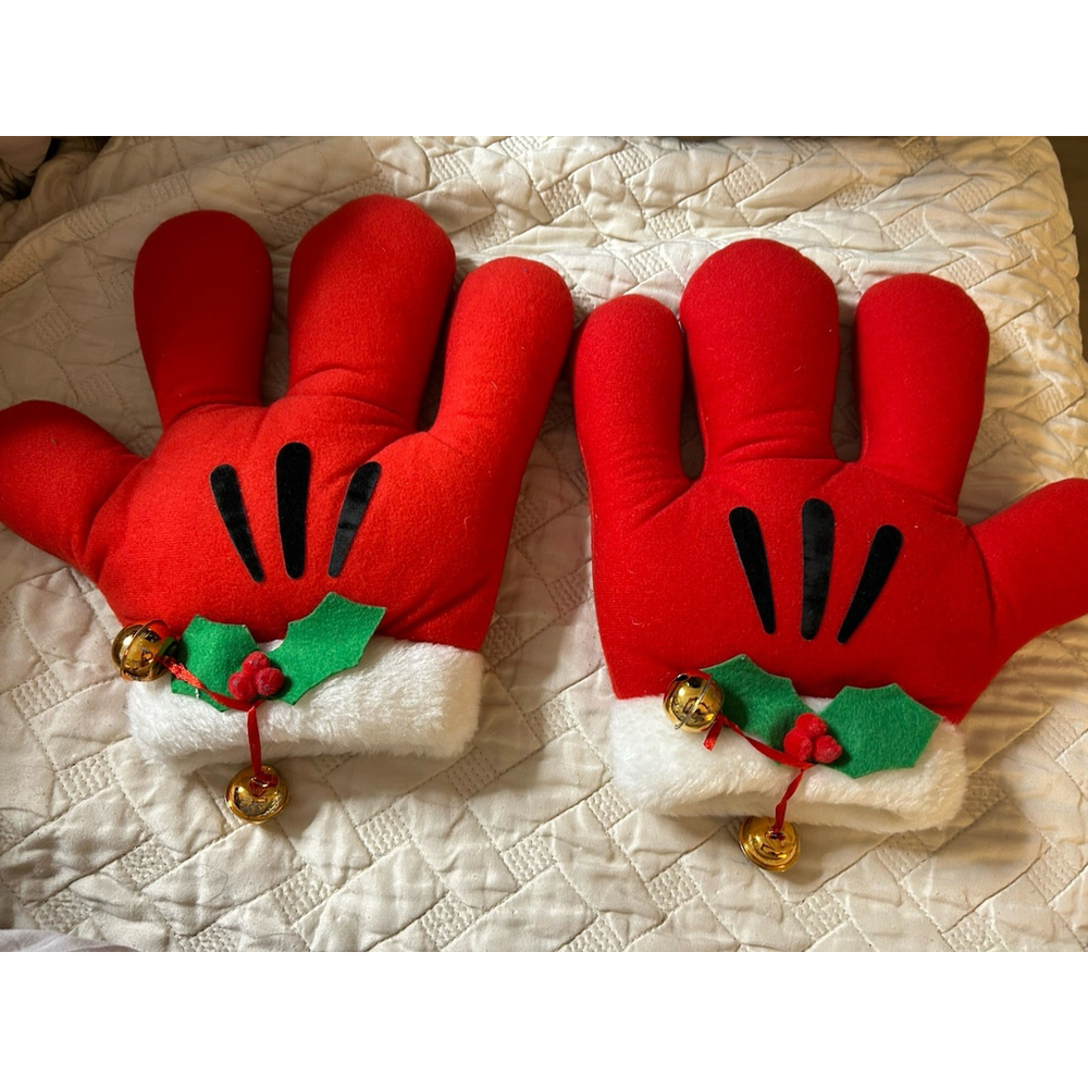 Disney Red and White Mickey Holiday Gloves Decor